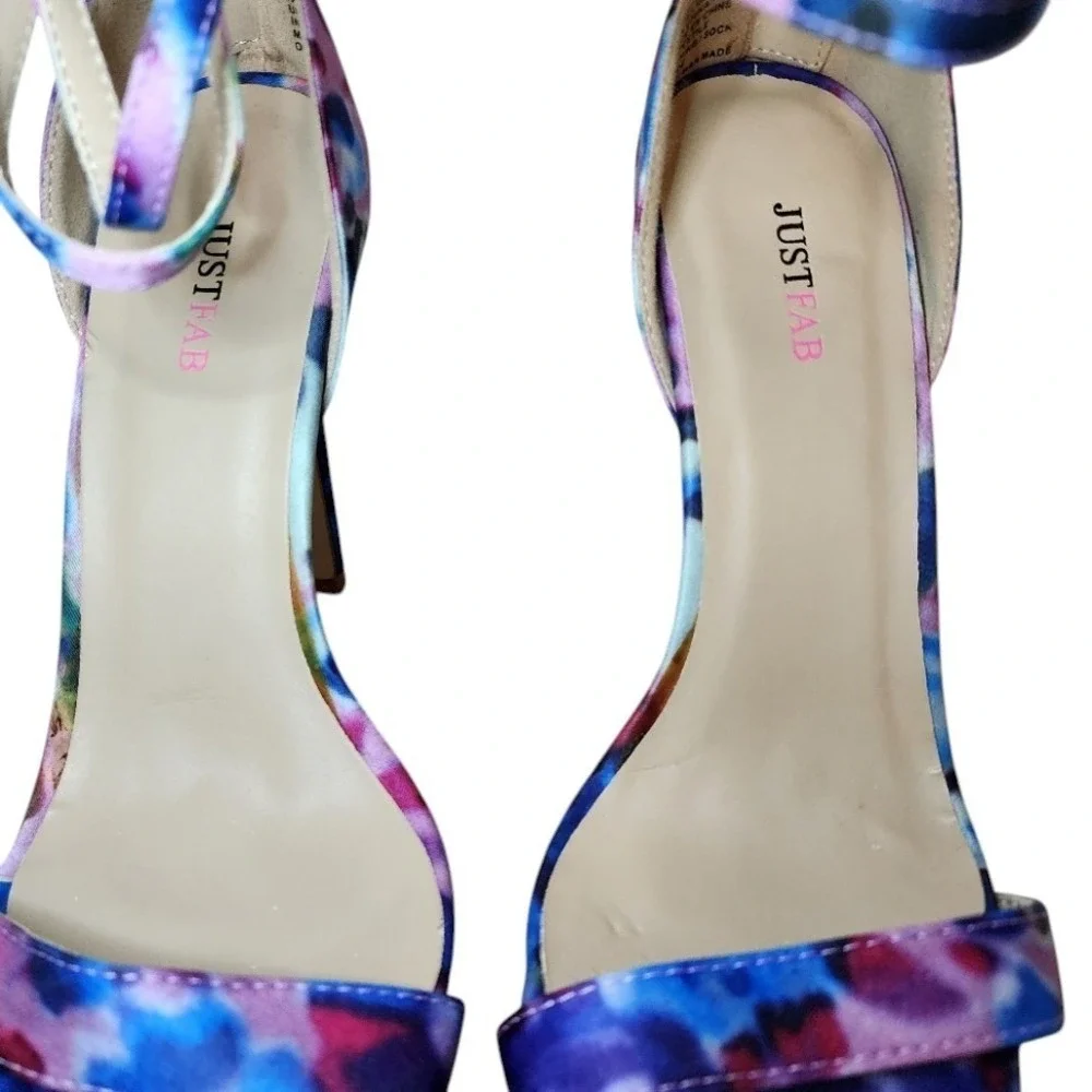 JustFab Multicolor Tie Dye Stiletto Heels Womens Size 7.5 Ankle Strap